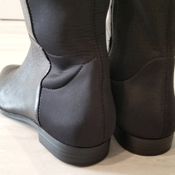 Nine West Riding Boots Black Leather and Scuba Fabric - Picture 3 of 8